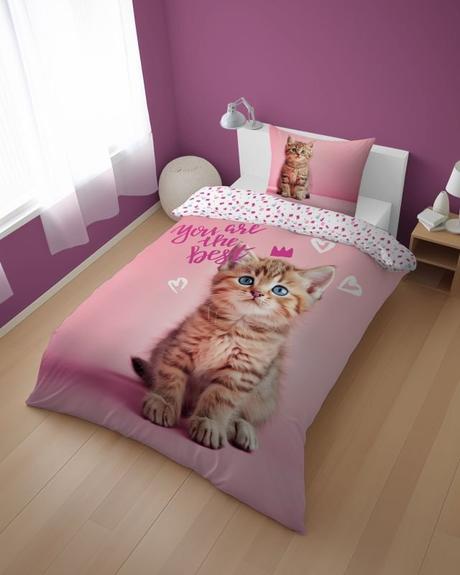 Obliečky 140x200 mačiatko ružové best - skladom, šírka (cm): 140,dĺžka (cm): 200