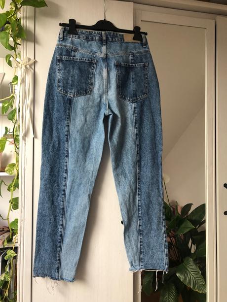 Modré džínsy/ modré rifle s vysokým pásom mom r, denim,34