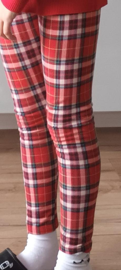 Vianočné legíny kárované s posúvatkom, h&m,140