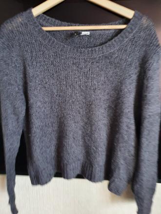 Teplý pletený šedý sveter h&m, h&m,xs