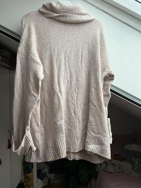 Pletené béžové šaty/ pletený béžový sveter, h&m,m