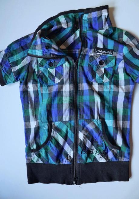 Károvaná blúza na zips, fishbone,s