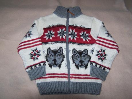 Super teplý svetrík s nórsky vzorom a psami, 116