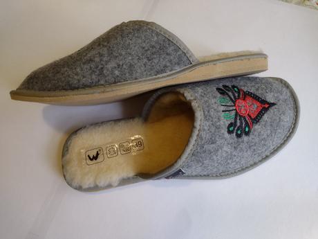Zateplené papuče ovčou vlnou, 39