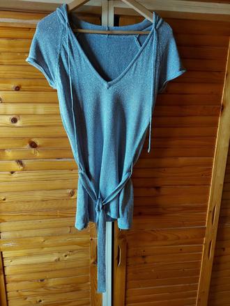 Strieborné tričko/tunika s krátkym rukávom, s