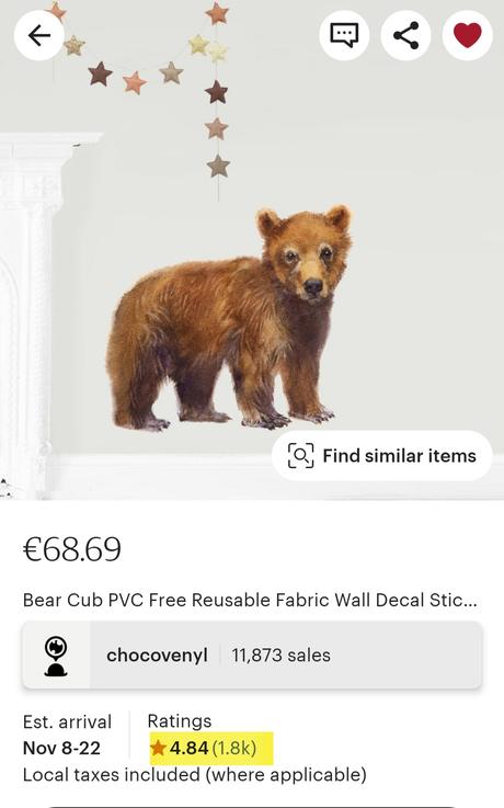 Nálepka medveď - bez pvc - 50cm,