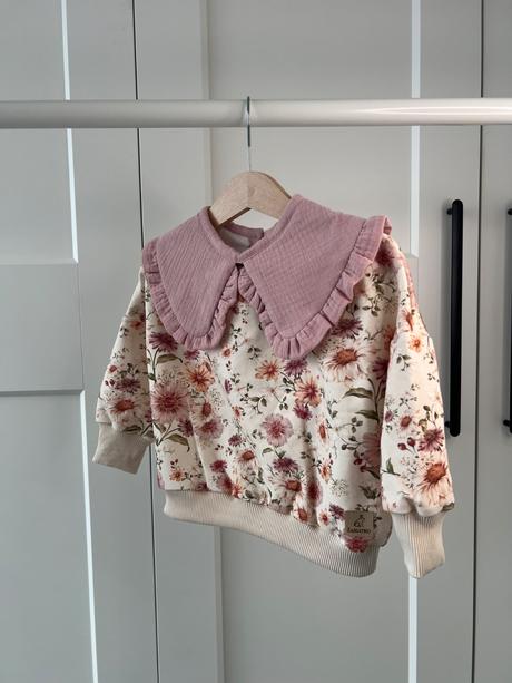 Dievčenská mikina s kvietkami a mušelínovým limcom, lindex,80 / 86 / 92