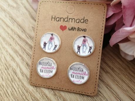 Náušnice napichovačky super mama dvojičky, 