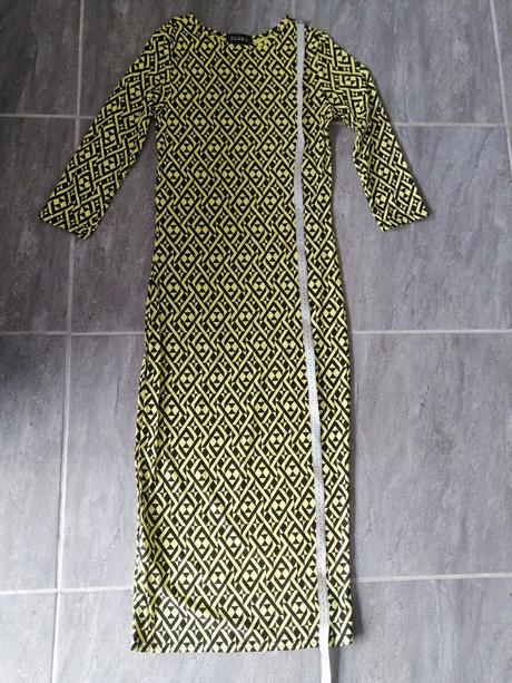 Žlté vzorované šaty clubl, v36-38, 36