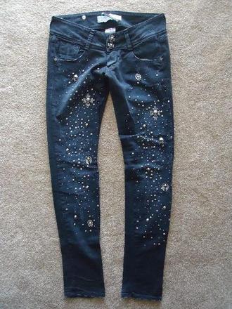 Met in jeans čierne rifle s lebkami vel.29, met,m