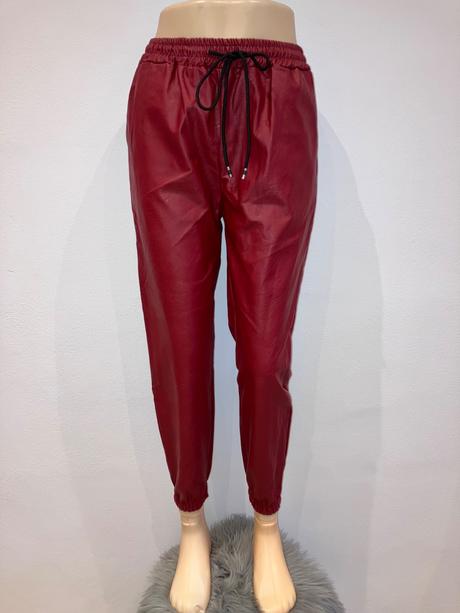 Dámske bordové koženkové nohavice (uni), l / m