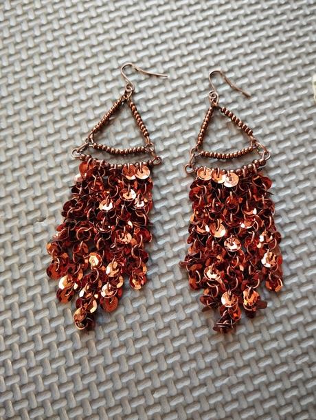 Medené náušnice trblietky,