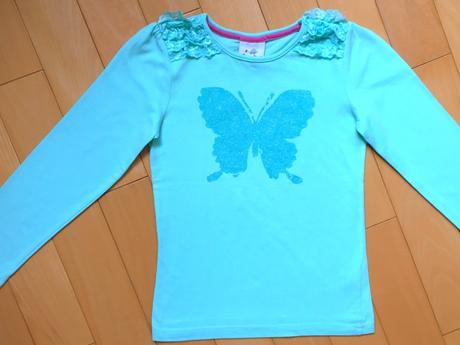 Tričko s trblietavým motýlom a čipkou, topolino,122