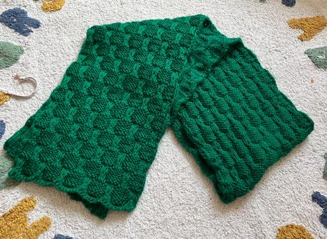 Zelený pletený handmade šál,