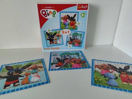 3 krabice detských puzzle,