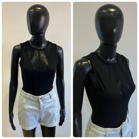 Dámske body s tylom čierne, s