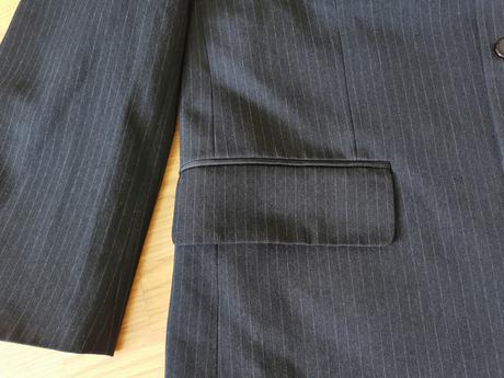 Čierny pásikavy pánsky oblek s vestičkou, 52/170, xl