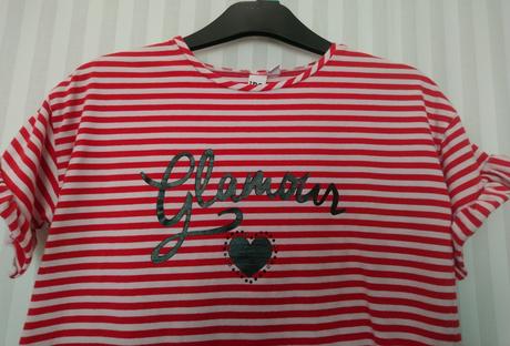 Pásikavé červeno biele tričko, motív, ido, 146-152, 152