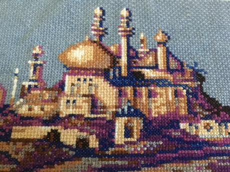 Vyšívaný obraz - palác,