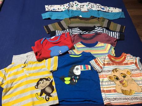 Balík tričiek s dlhým+krátkym rukávom 10ks, next,80