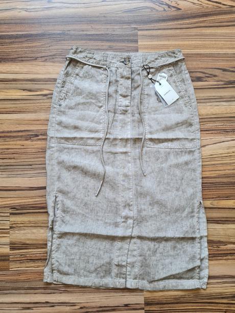 Sandwich ľanová midi sukňa, s