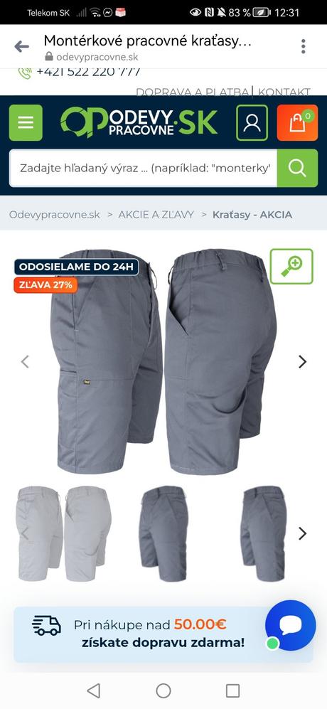 Pánske montérky kratasy, l