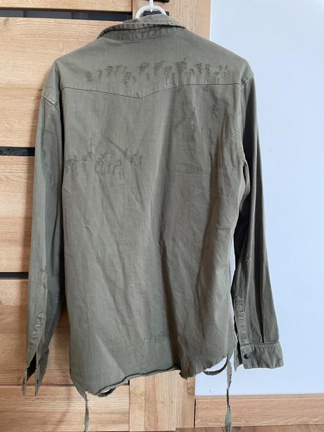 Khaki roztrhaná košeľa pánska, zara,m