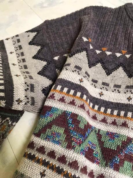 Teplý vlnený pulóver s nórskym vzorom, xxl