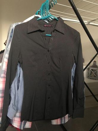 Šedá business blúzka slim strih, s