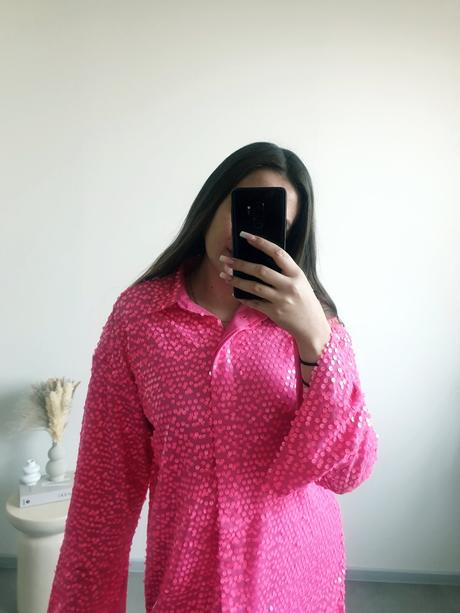 Ružové šaty s flitrami s/m, h&m,s