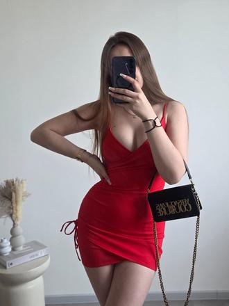 Červené mini šaty 34, h&m,34