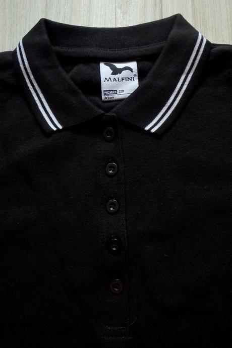 Čierne tričko s golierikom, v. xs, s, m, l, l / m / s / xs