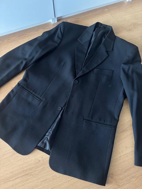 Pánsky čierny oblek -sako+vesta+nohavice - veľ.52, 52