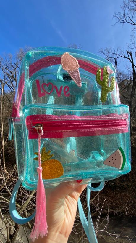 Detský priesvitný ruksak s trblietkami, 