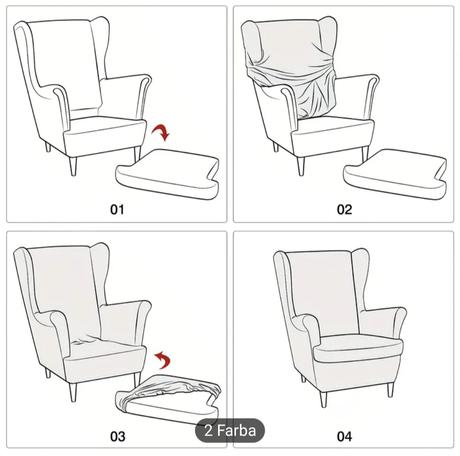 Elastický poťah na ikea kreslo+taburetku, 