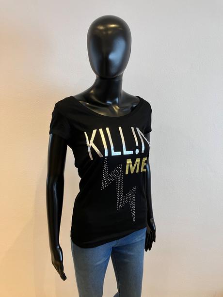 Dámske tričko s kamienkami čierne melrose (36), s