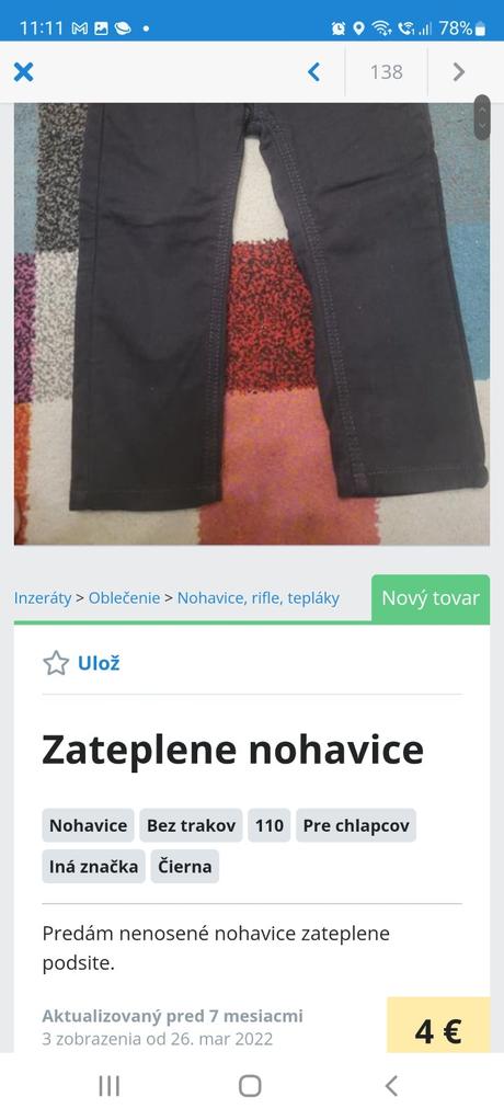 Zateplene nohavice, 110