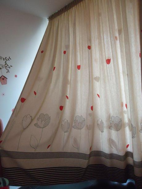 Záclona+záves set s rovnakým vzorom na veľké okno,