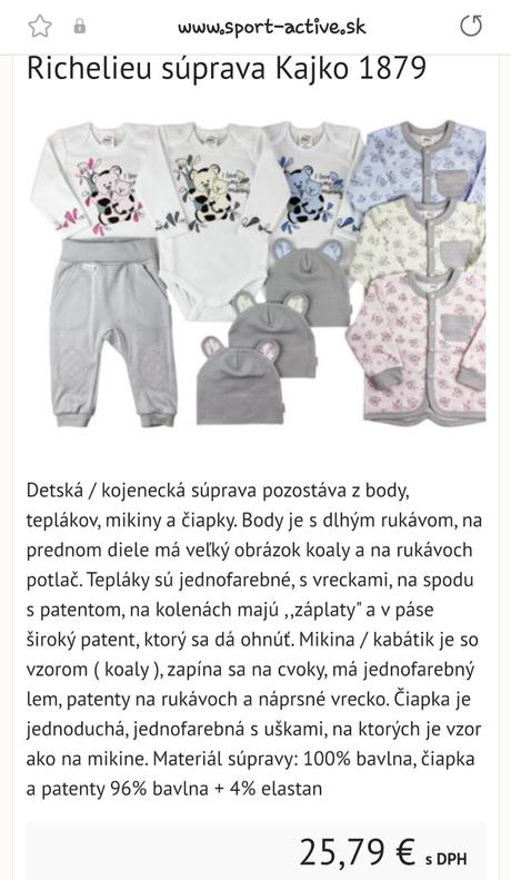 Novorodenecká súprava, richelieu,68