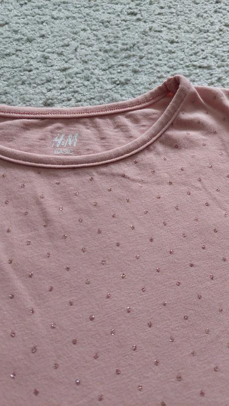 Dievčenské tričko s trblietavými bodkami 122/128, h&m,122
