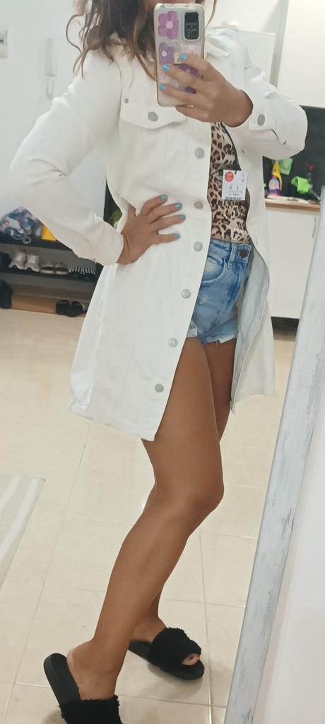 Riflovy kabatik predlzena riflovka, s