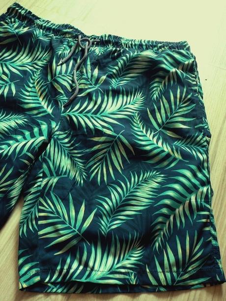 Plavky s tropickým vzorom zelených listov,v.xl/xxl, xxl
