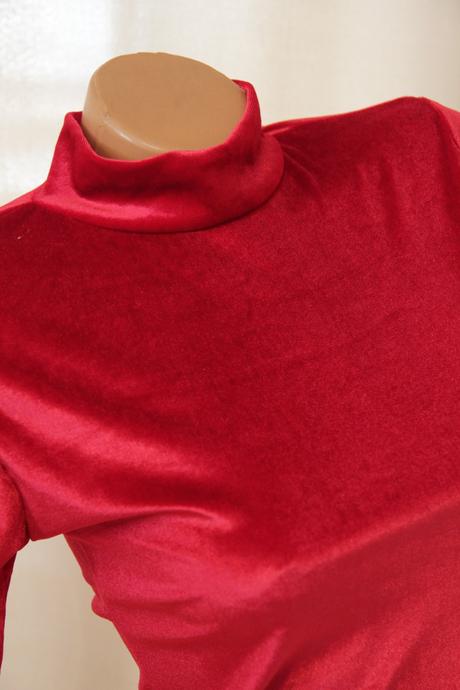 Červený zamatový body top, m, m