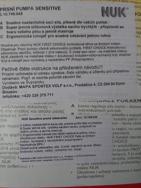 Odsávačka mlieka nuk, 