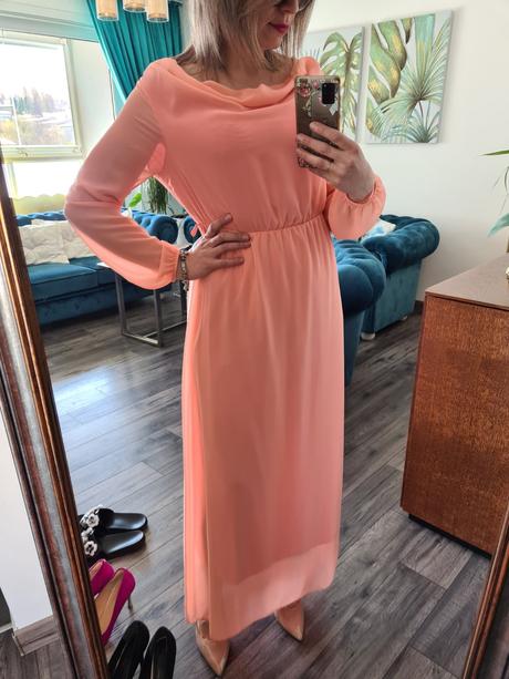 Marhuľové dlhé šaty,