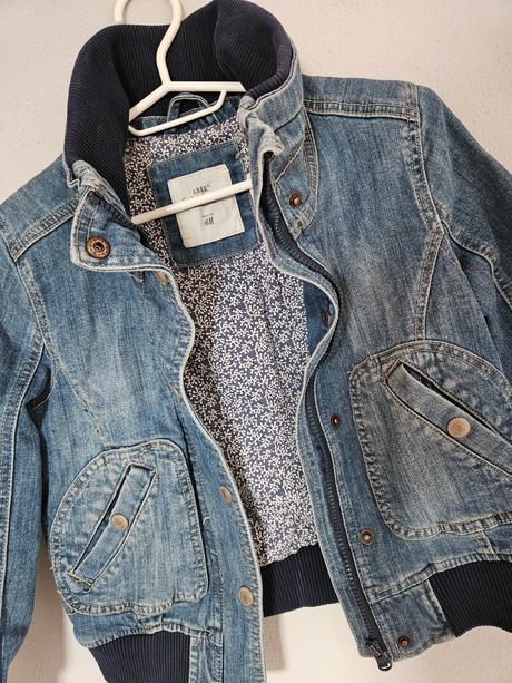 H&m podšitá rifľová bunda 140, h&m,140