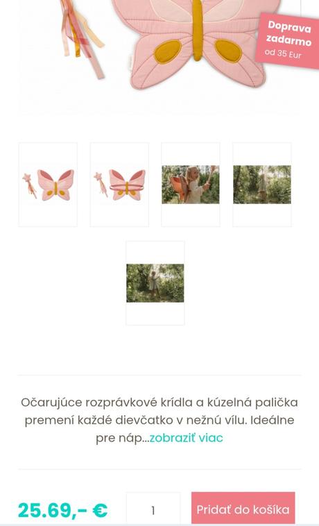 Kostým vilie krídla a palička little dutch,