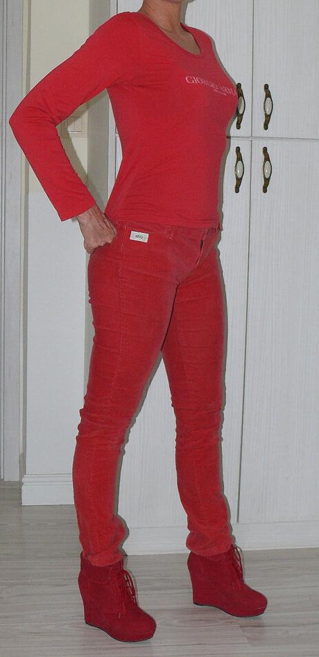 Červené mng rifle+armani tričko grátis, mango,m