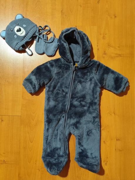 Mäkký overal+ čiapka+ rukavice, f&f,86