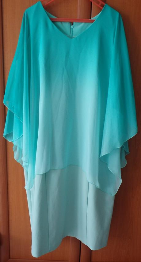 Spoločenské šaty mätové s pelerínkou, v. 44/46, xl, xl